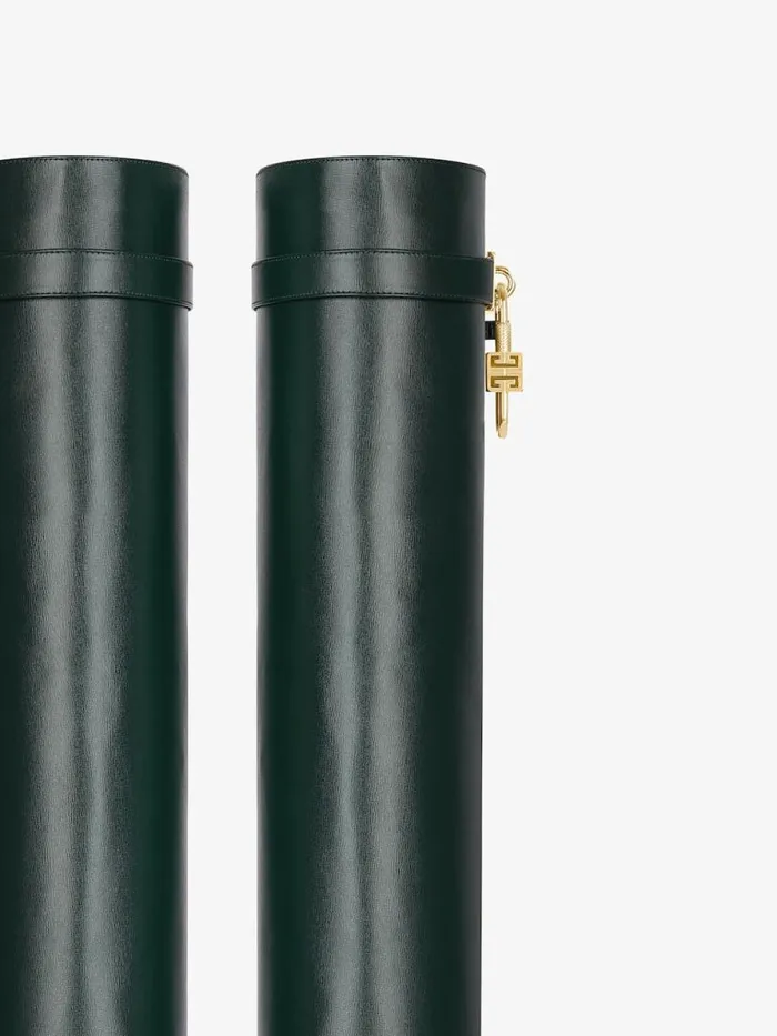 Shark Lock Boots In Leather Green Forest Women Givenchy Shark Lock
