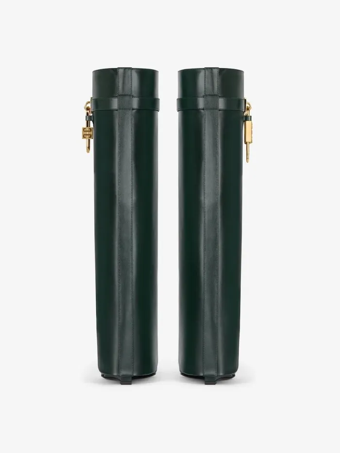 Shark Lock Boots In Leather Green Forest Women Givenchy Shark Lock