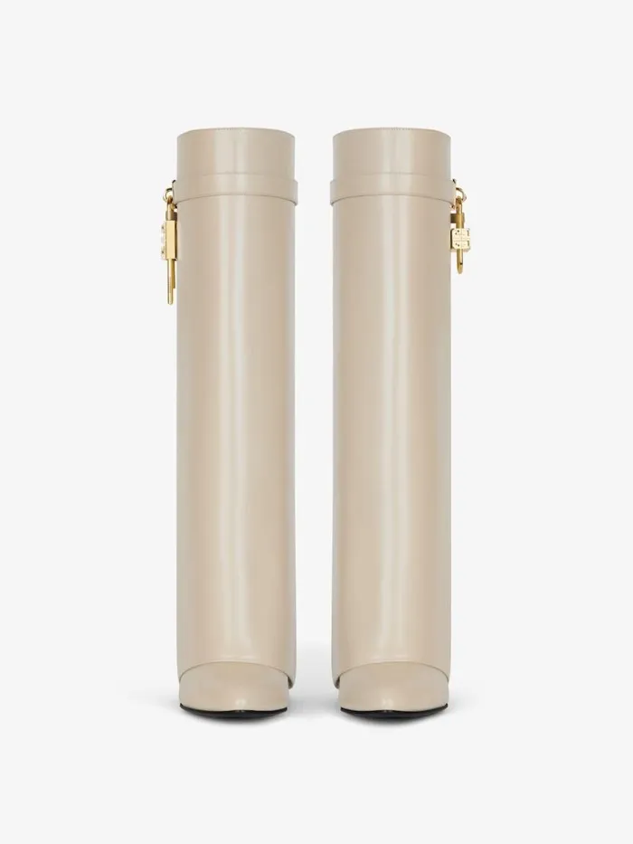 Shark Lock Boots In Leather Natural Beige Women Givenchy Shark Lock