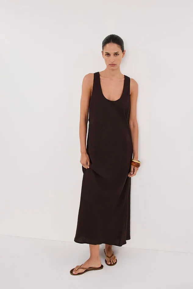 SHILOH BITTER CHOC SCOOP NECK DRESS Women DISSH Midi Dresses