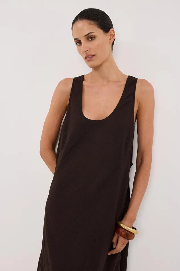 SHILOH BITTER CHOC SCOOP NECK DRESS Women DISSH Midi Dresses