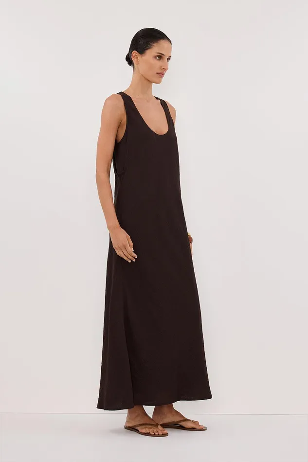 SHILOH BITTER CHOC SCOOP NECK DRESS Women DISSH Midi Dresses