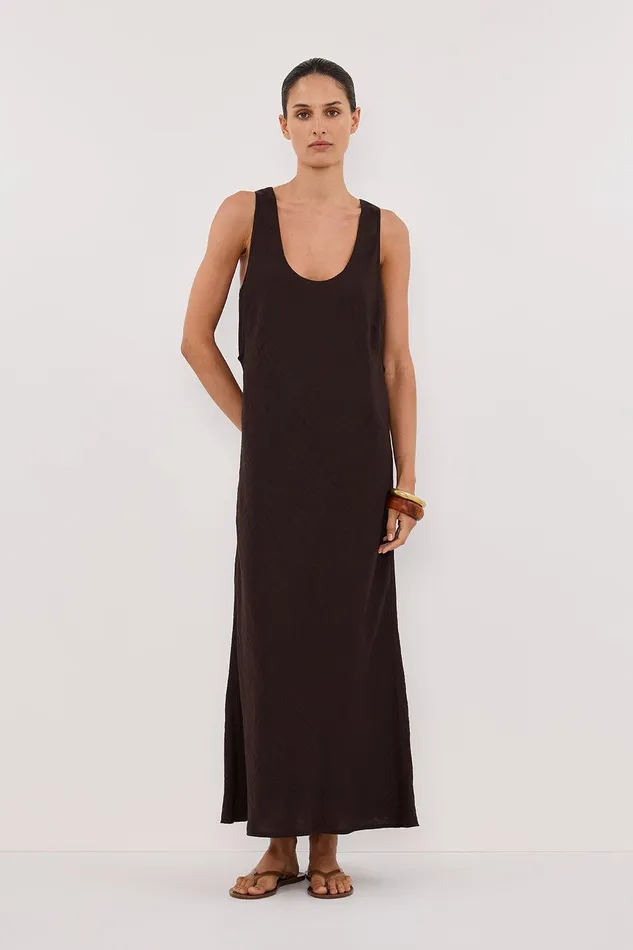 SHILOH BITTER CHOC SCOOP NECK DRESS Women DISSH Midi Dresses