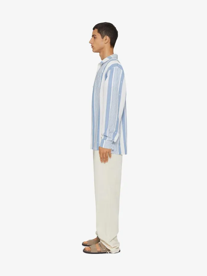 Shirt In Linen With 4g Stripes Blueoff White Men Givenchy Shirts