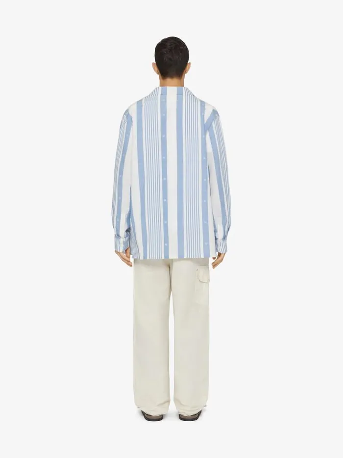 Shirt In Linen With 4g Stripes Blueoff White Men Givenchy Shirts