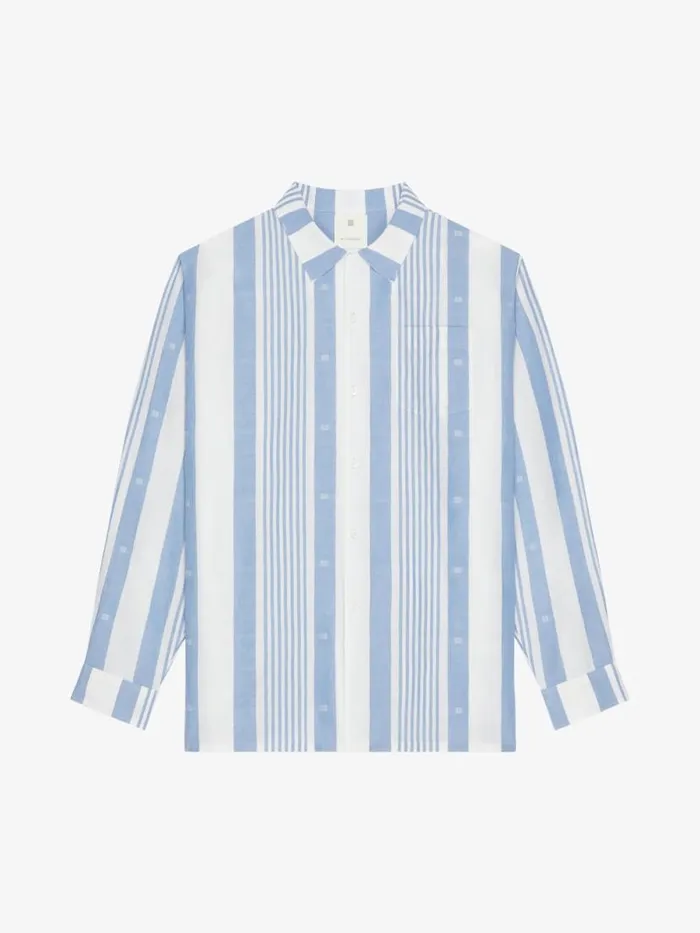 Shirt In Linen With 4g Stripes Blueoff White Men Givenchy Shirts