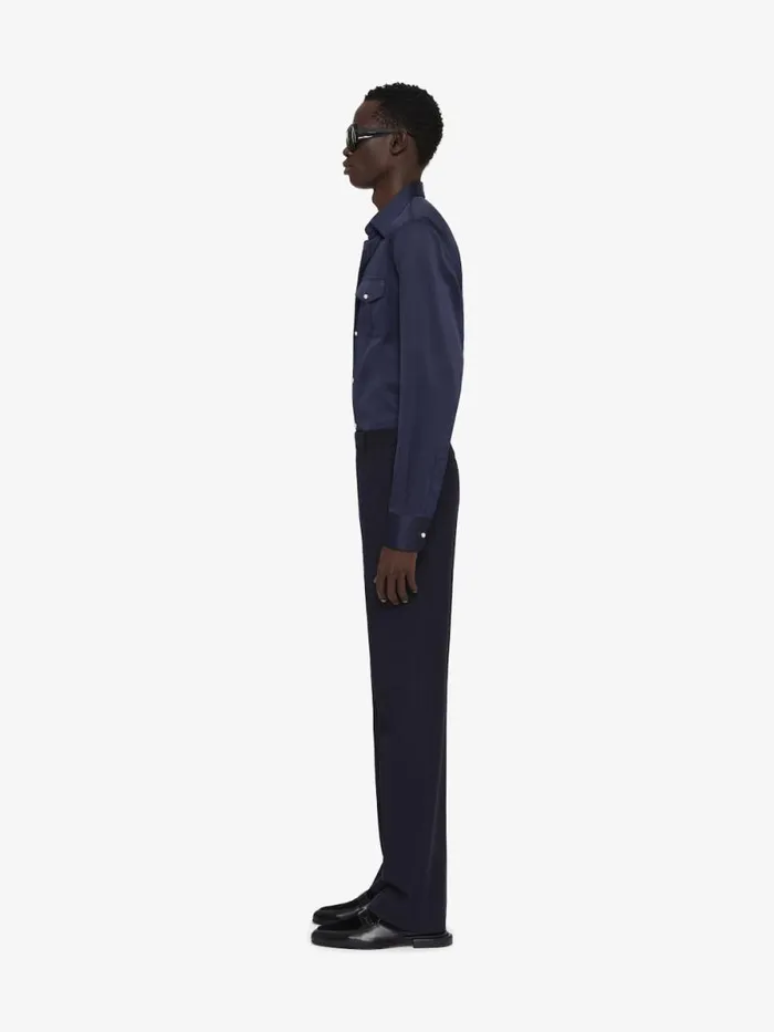 Shirt In Silk Dark Blue Men Givenchy Shirts