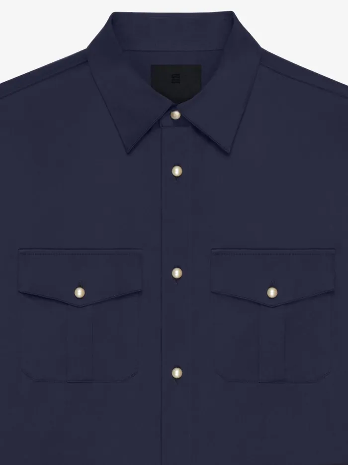 Shirt In Silk Dark Blue Men Givenchy Shirts