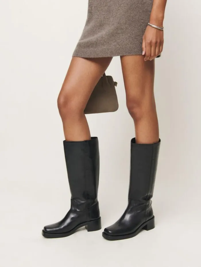 Shoes The Reformation Frances Knee High Boot Black Leather