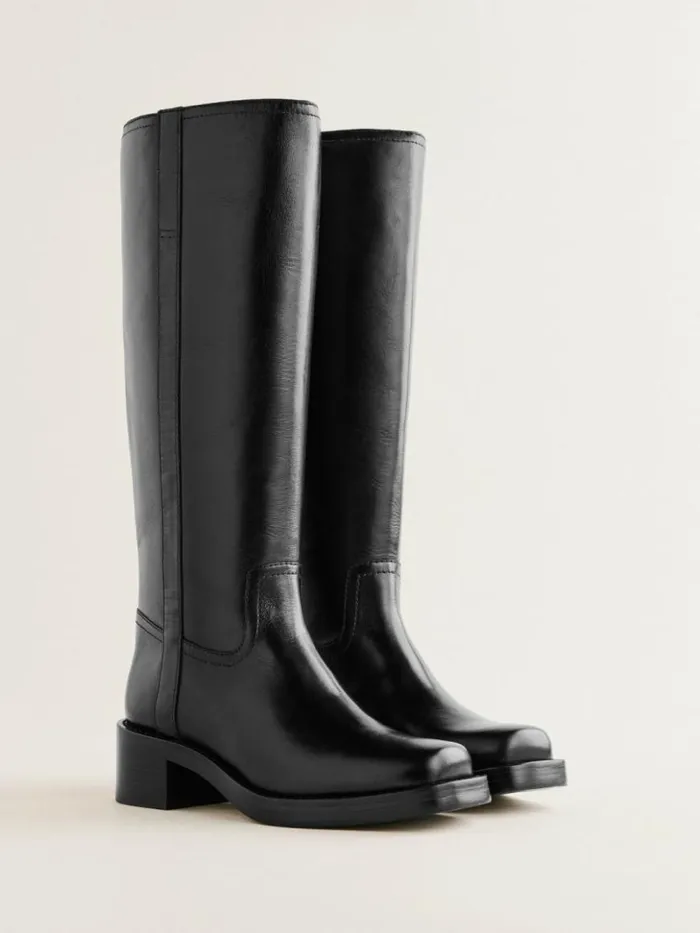 Shoes The Reformation Frances Knee High Boot Black Leather