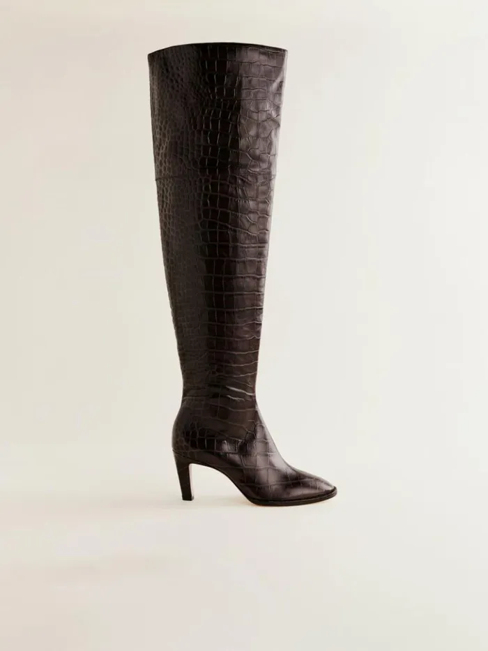 Shoes The Reformation Giles Over The Knee Boot Dark Chocolate Croc