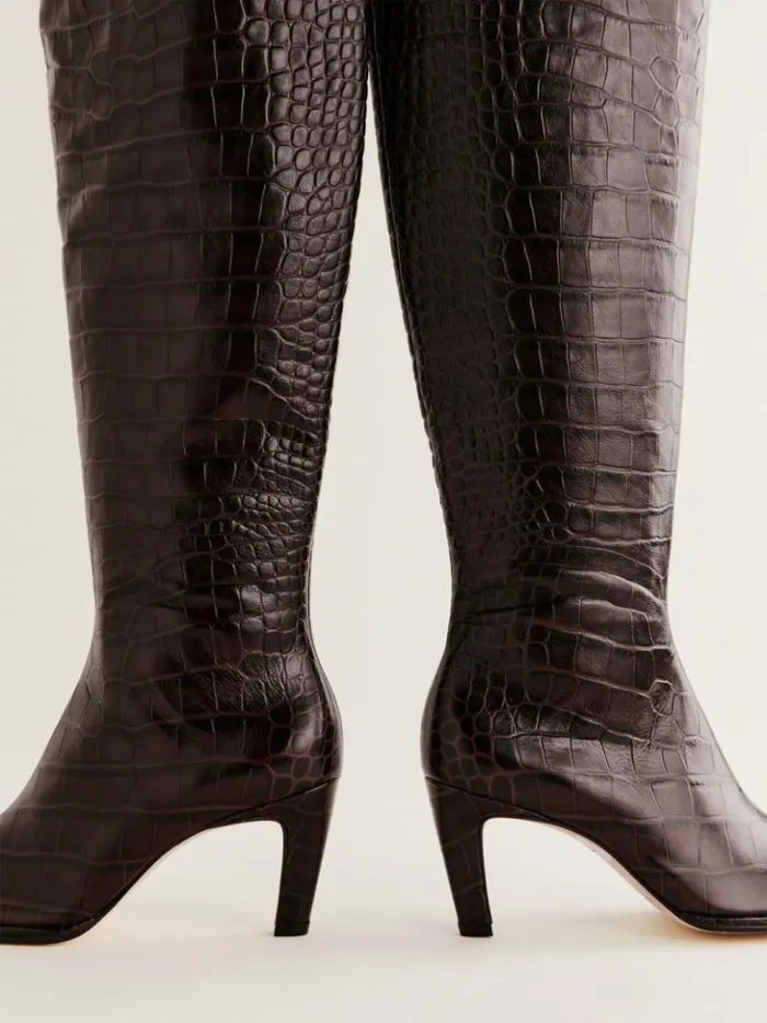 Shoes The Reformation Giles Over The Knee Boot Dark Chocolate Croc