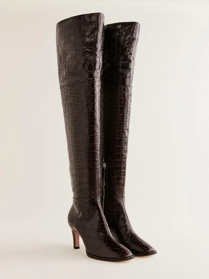 Shoes The Reformation Giles Over The Knee Boot Dark Chocolate Croc