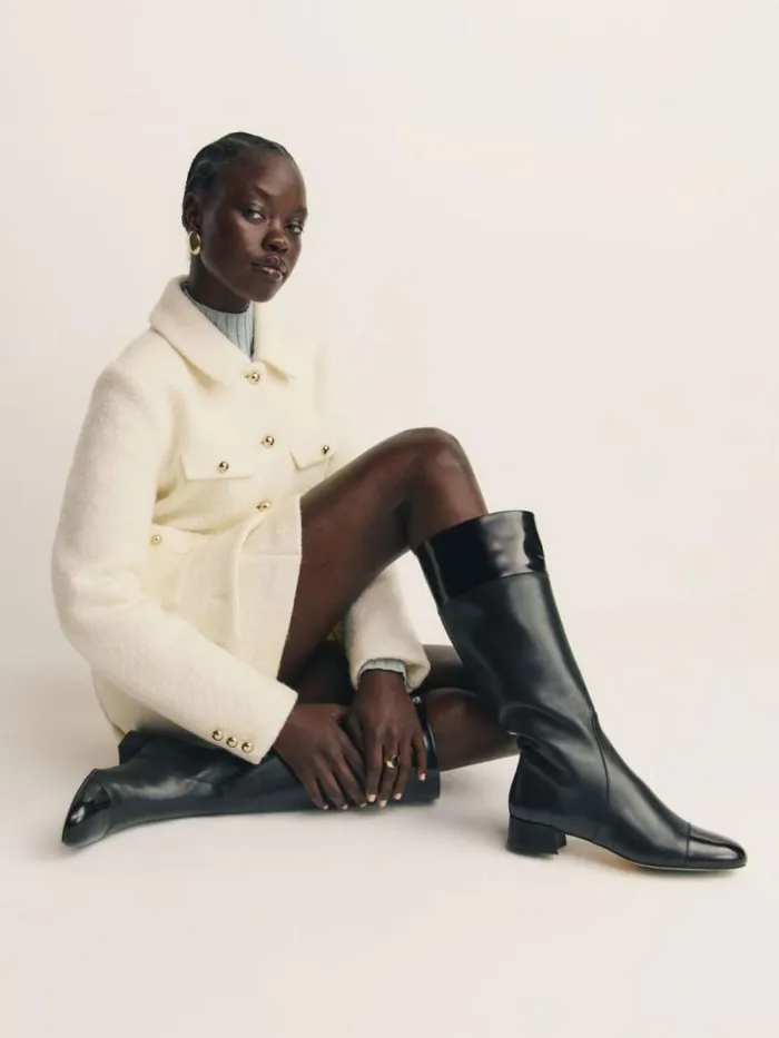Shoes The Reformation Graham Knee High Boot Black Leather