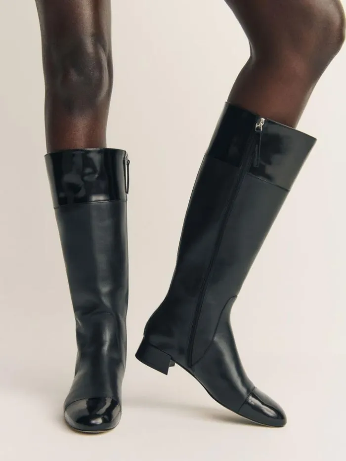 Shoes The Reformation Graham Knee High Boot Black Leather