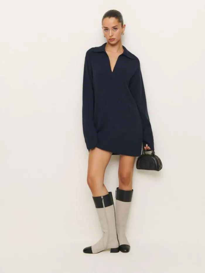 Shoes The Reformation Graham Knee High Boot Black Oatmeal