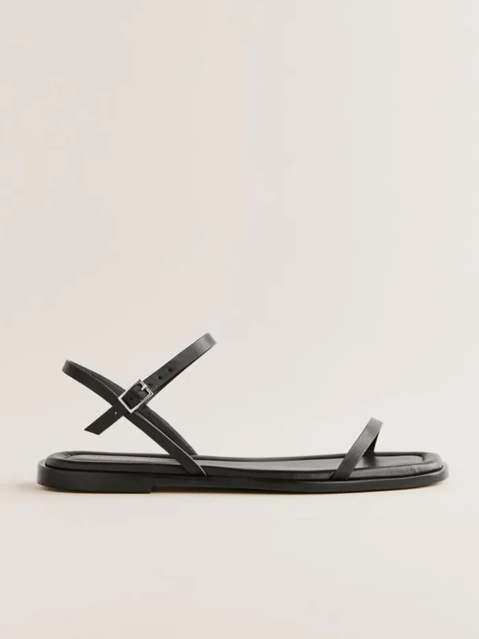 Shoes The Reformation Lake Flat Sandal Black Leather