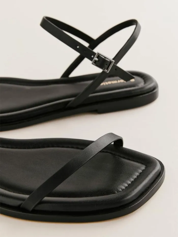Shoes The Reformation Lake Flat Sandal Black Leather