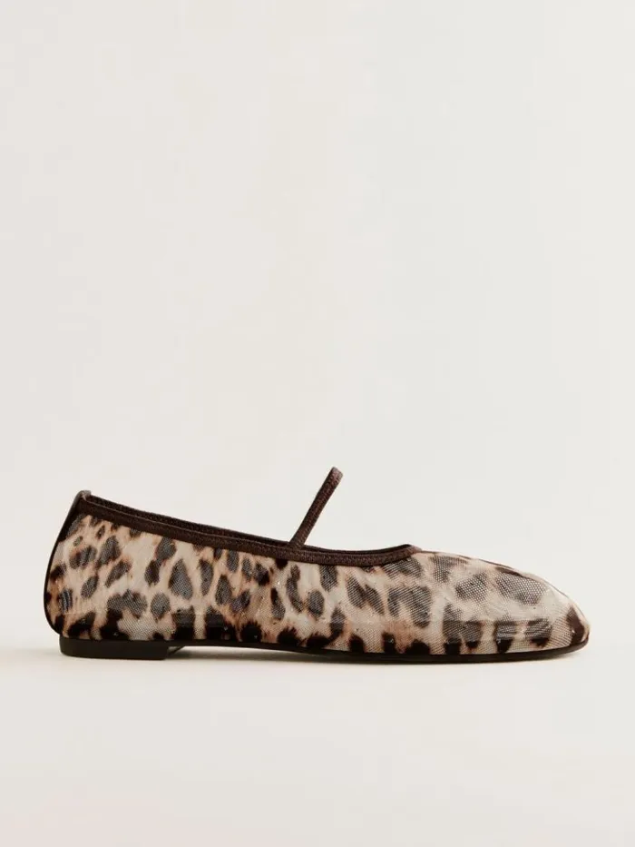 Shoes The Reformation Marvin Ballet Flat Leopard Sparkle Mesh