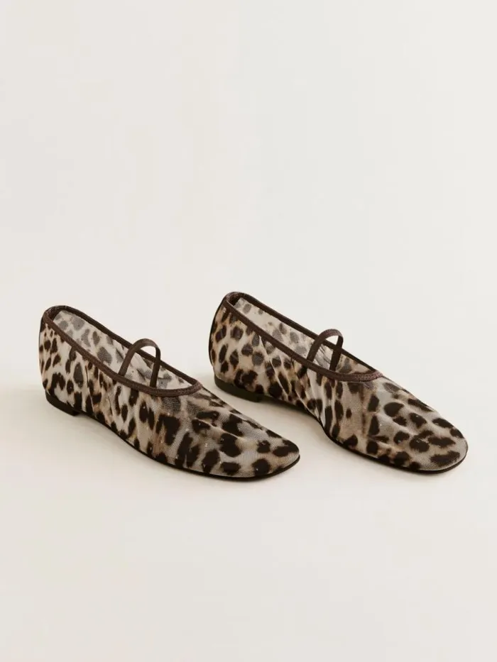 Shoes The Reformation Marvin Ballet Flat Leopard Sparkle Mesh
