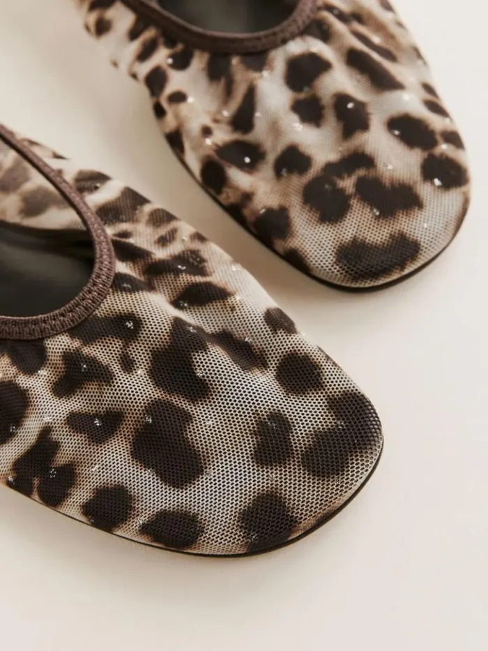 Shoes The Reformation Marvin Ballet Flat Leopard Sparkle Mesh