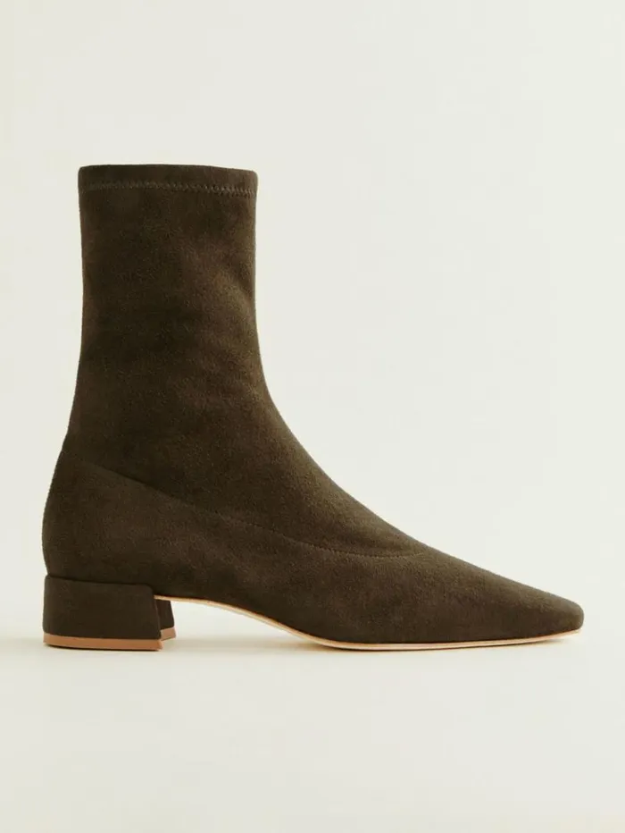 Shoes The Reformation Rosina Ankle Boot Truffle Stretch Suede