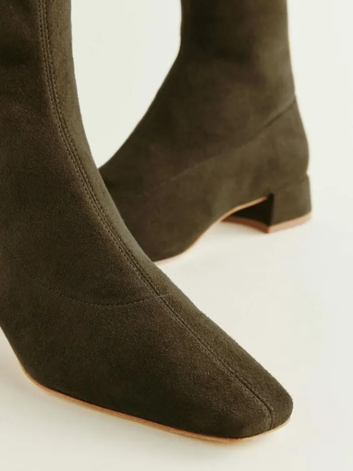 Shoes The Reformation Rosina Ankle Boot Truffle Stretch Suede