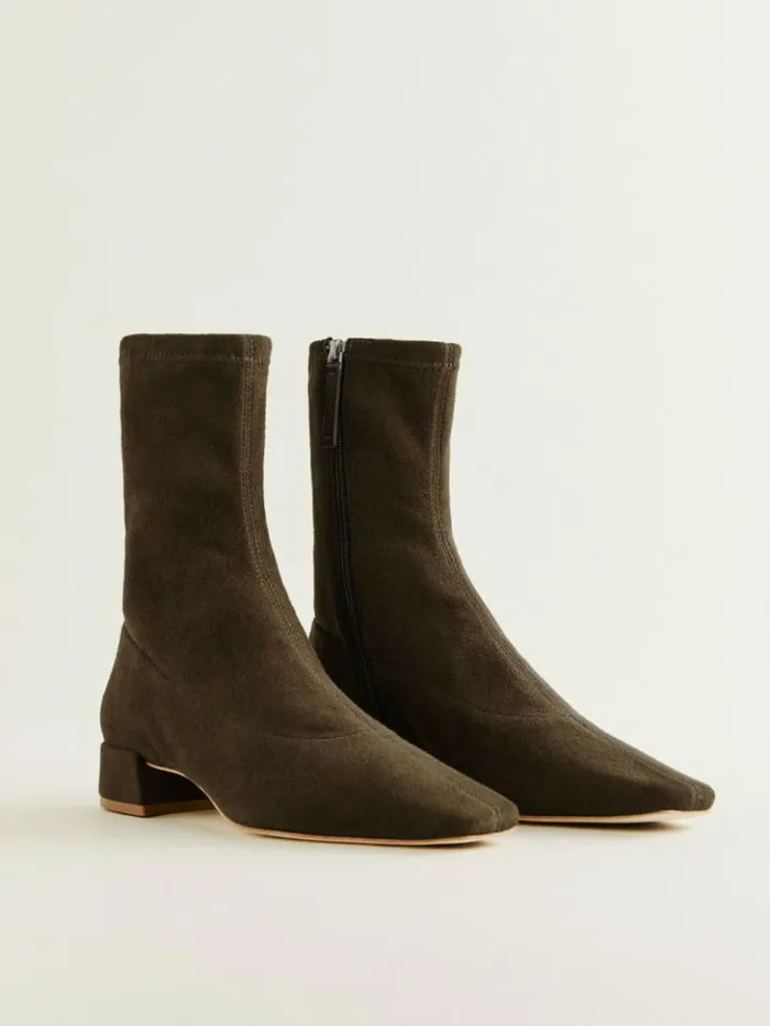 Shoes The Reformation Rosina Ankle Boot Truffle Stretch Suede