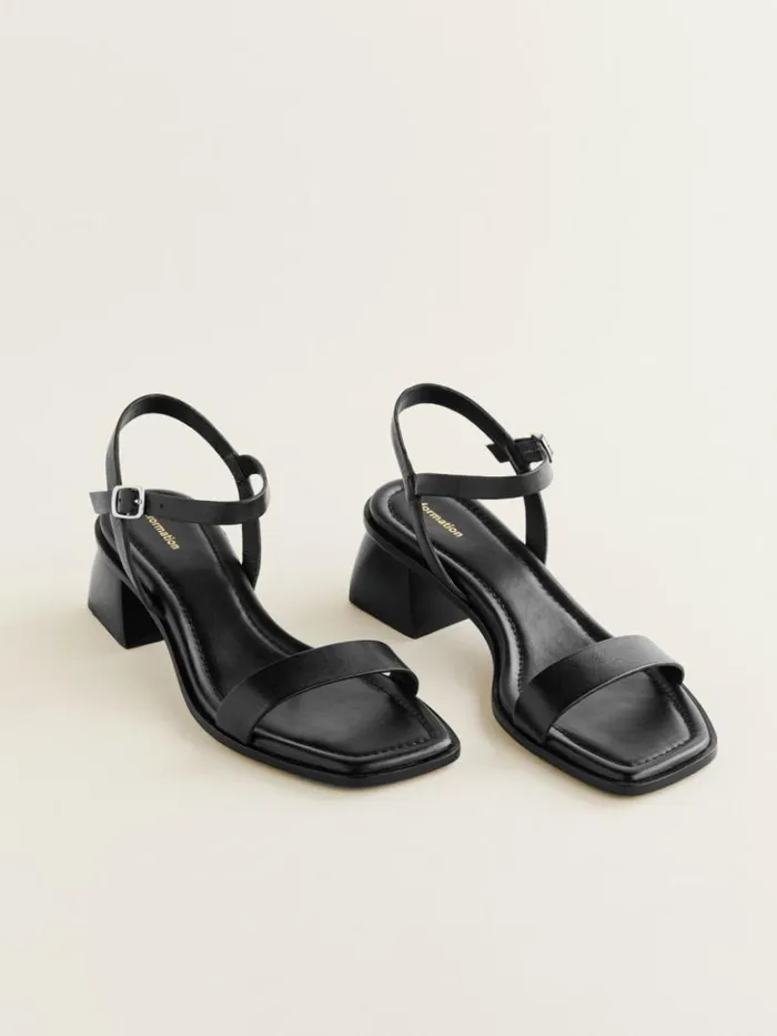 Shoes The Reformation Stephanie Heeled Sandal Black Leather
