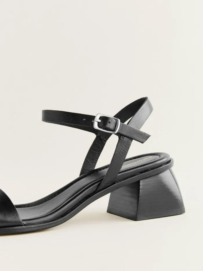 Shoes The Reformation Stephanie Heeled Sandal Black Leather