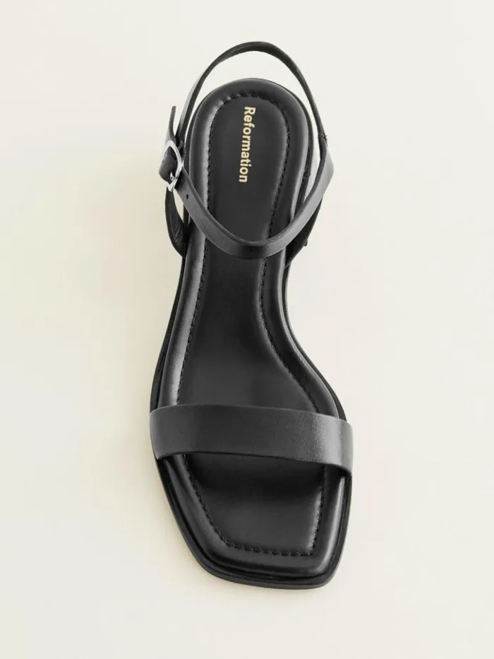 Shoes The Reformation Stephanie Heeled Sandal Black Leather
