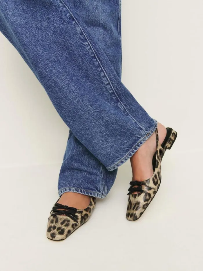 Shoes The Reformation Tammy Slingback Flat Leopard