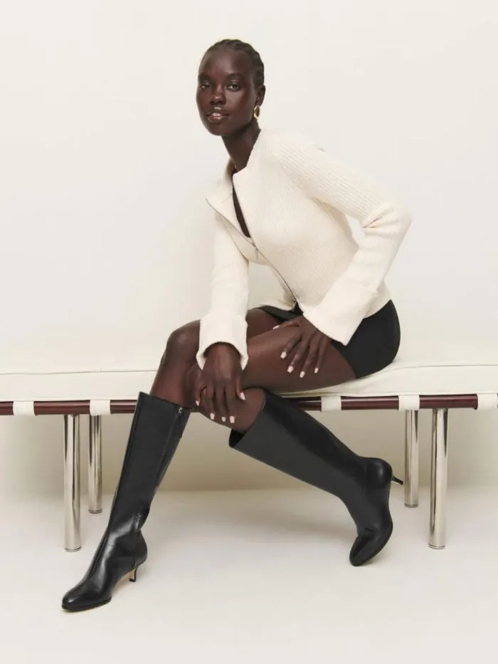 Shoes The Reformation Xandra Knee Boot Black Leather