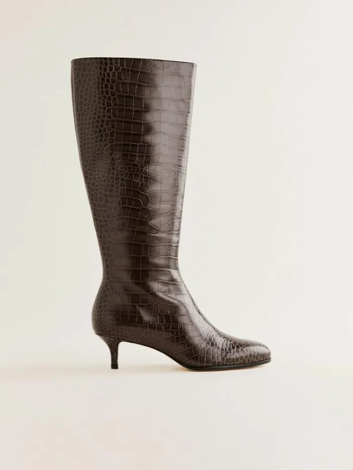 Shoes The Reformation Xandra Knee Boot Brown Croceffect