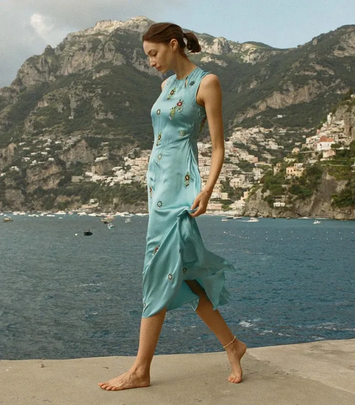 Shop AMARI DRESS Blue Topaz DEN Dresses