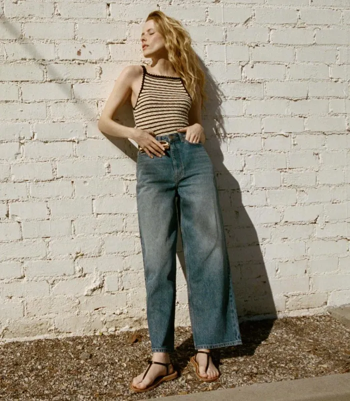 Shop ANNA TANK Allaire Stripe DEN Knitwear