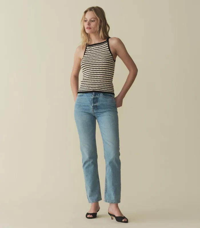 Shop ANNA TANK Allaire Stripe DEN Knitwear