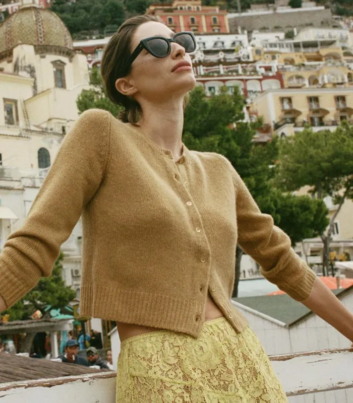 Shop DANAE CARDIGAN Teak DEN Knitwear