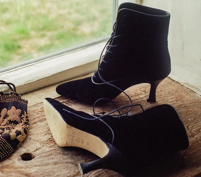 Shop DASHA BOOT Black Velvet DEN Footwear