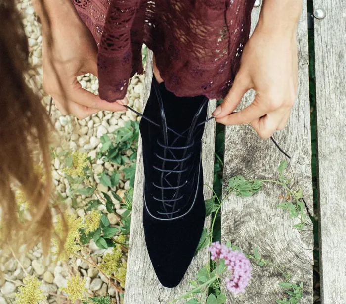 Shop DASHA BOOT Black Velvet DEN Footwear