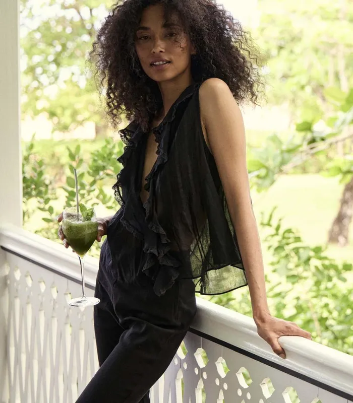 Shop HILDA TOP Black DEN Tops