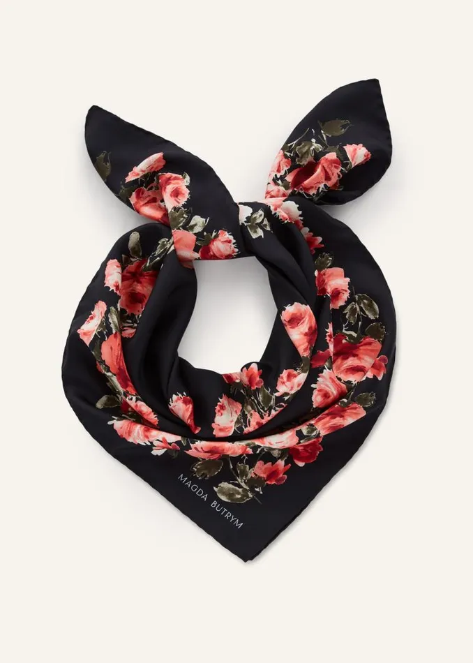 Shop Magda Butrym Accessories Floral Print Scarf In Black