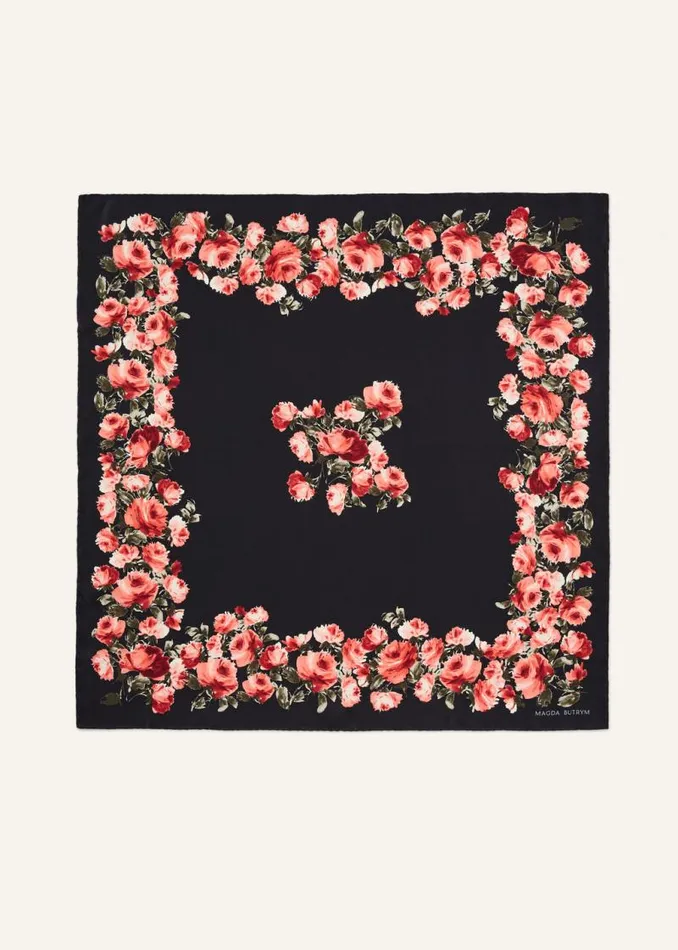 Shop Magda Butrym Accessories Floral Print Scarf In Black Shop Magda Butrym Accessories Floral Print Scarf In Black