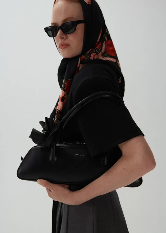 Shop Magda Butrym Accessories Floral Print Scarf In Black Shop Magda Butrym Accessories Floral Print Scarf In Black