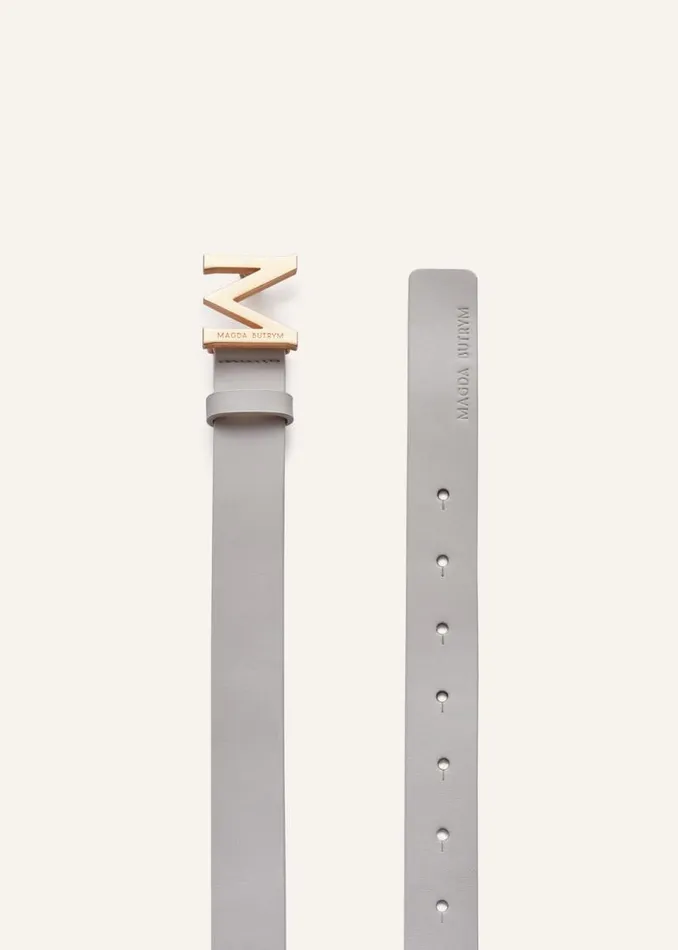 Shop Magda Butrym Accessories M Logo Belt In Cream Leather