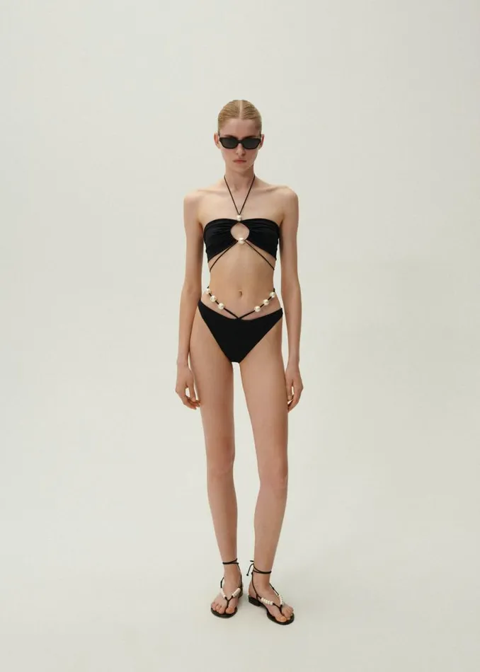 Shop Magda Butrym Beachwear High Waist Pearl Swim Bottom In Black Shop Magda Butrym Beachwear High Waist Pearl Swim Bottom In Black