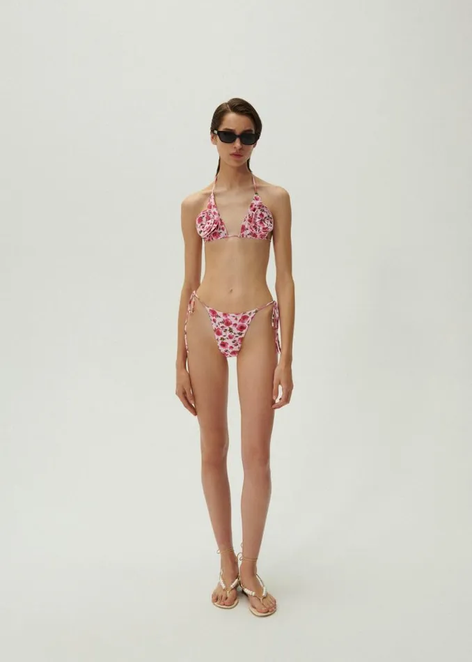 Shop Magda Butrym Beachwear Highwaist String Tie Swim Bottom In Pink Print Shop Magda Butrym Beachwear Highwaist String Tie Swim Bottom In Pink Print