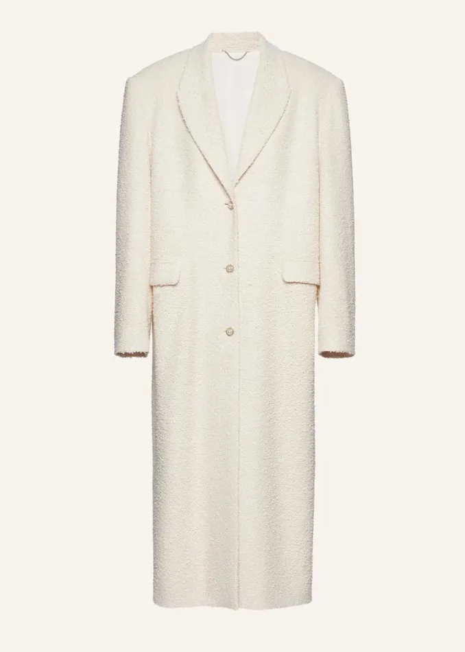 Shop Magda Butrym Coats And Jackets Single Breasted Long Coat In Beige Boucl