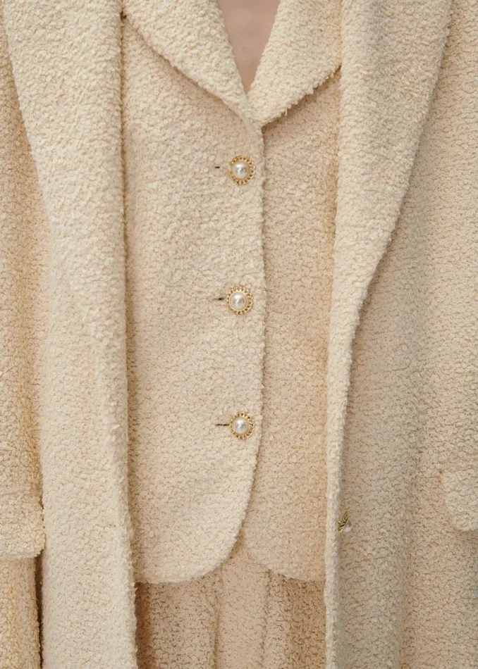 Shop Magda Butrym Coats And Jackets Single Breasted Long Coat In Beige Boucl Shop Magda Butrym Coats And Jackets Single Breasted Long Coat In Beige Boucl