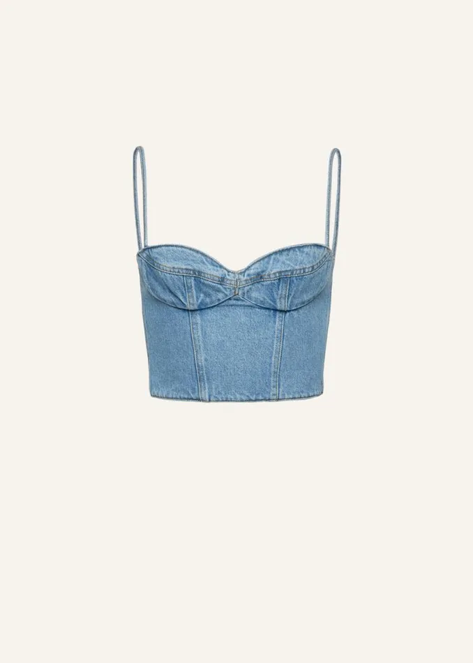 Shop Magda Butrym Denim Sweetheart Denim Corset Top In Light Blue